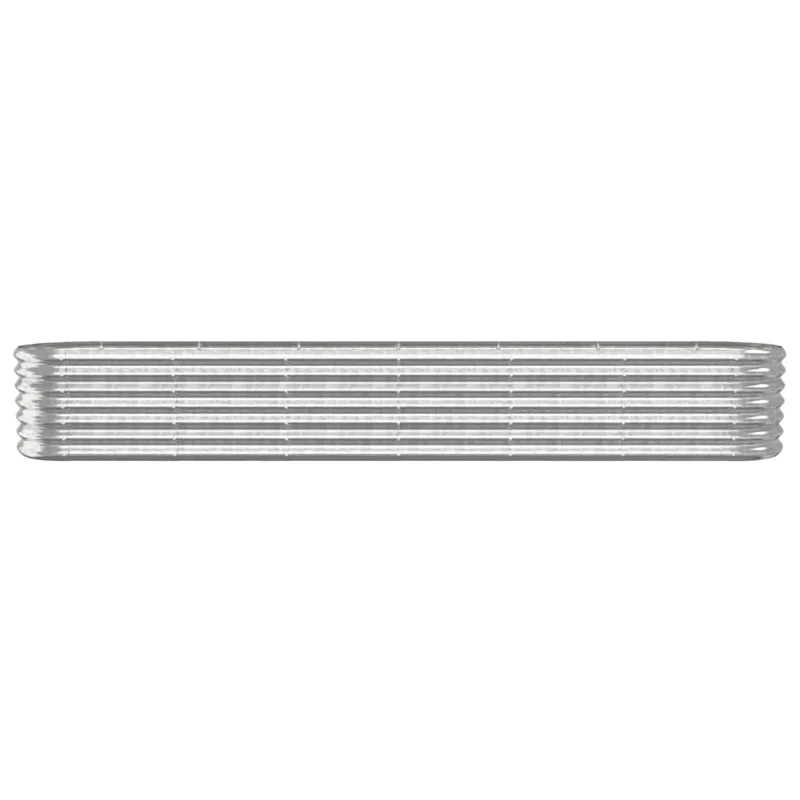 Lit surélevé de jardin ovale 260 x 40 x 36 cm robuste résistant aux intempéries en acier galvanisé argenté 02_0046562