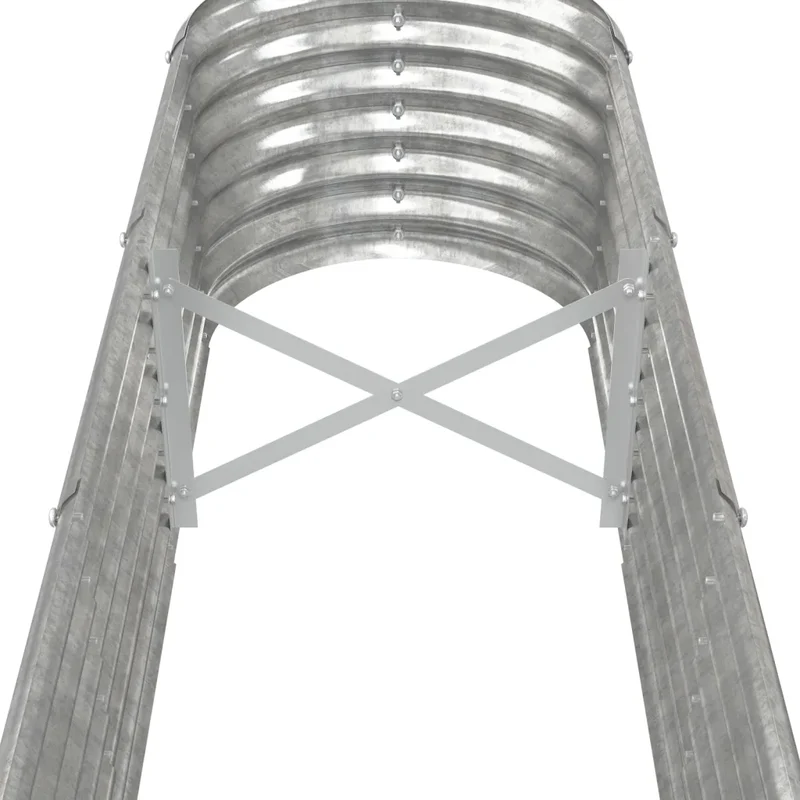 Lit surélevé de jardin ovale 260 x 40 x 36 cm robuste résistant aux intempéries en acier galvanisé argenté 02_0046562