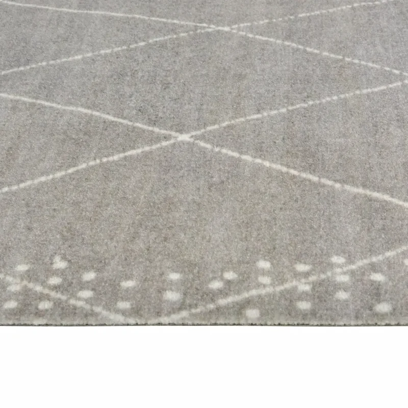 Tapis de cuisine lavable à impression losange 150 x 45 cm antidérapant doux design contemporain en velours gris 02_0046056