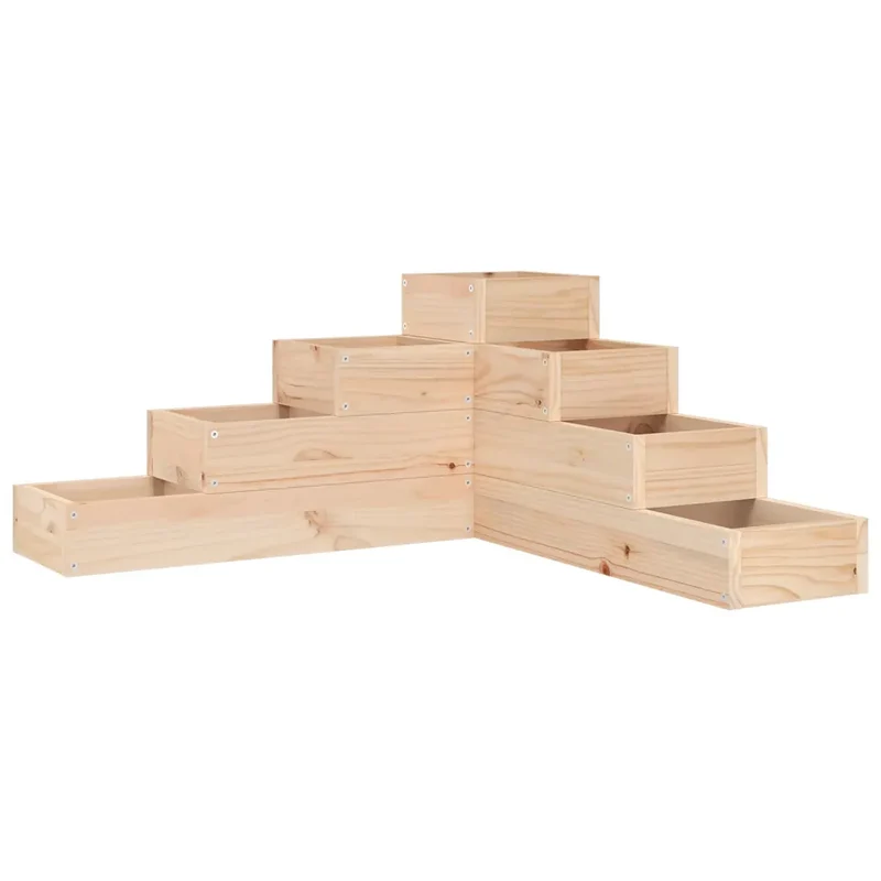 Jardinière en bois de pin massif design en forme de L 80,5 x 79 x 36 cm extérieur 4 niveaux ambiance rustique 02_0048506