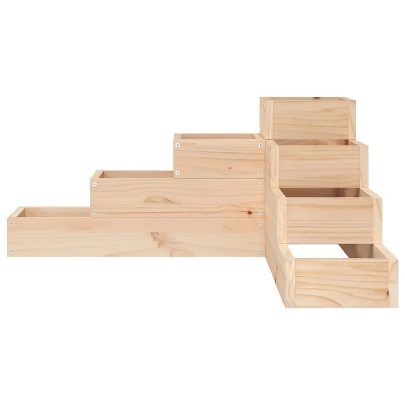 Jardinière en bois de pin massif design en forme de L 80,5 x 79 x 36 cm extérieur 4 niveaux ambiance rustique 02_0048506