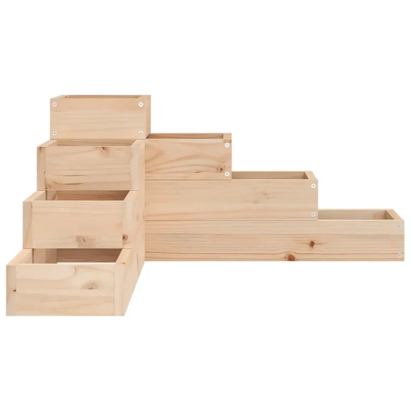 Jardinière en bois de pin massif design en forme de L 80,5 x 79 x 36 cm extérieur 4 niveaux ambiance rustique 02_0048506