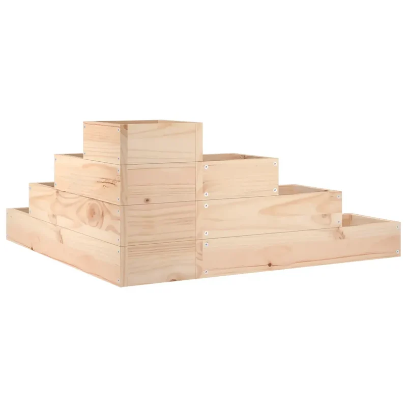 Jardinière en bois de pin massif design en forme de L 80,5 x 79 x 36 cm extérieur 4 niveaux ambiance rustique 02_0048506