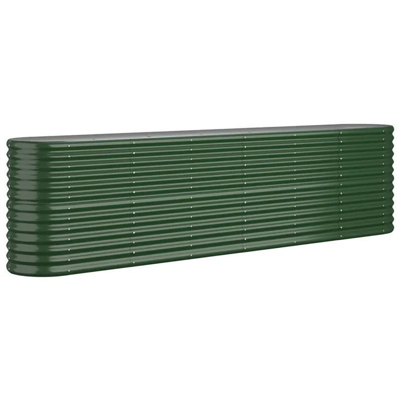 Lot de 1 lit surélevé de jardin ovale 260 x 40 x 68 cm résistant aux intempéries ambiance cosy en acier galvanisé vert 02_0046567