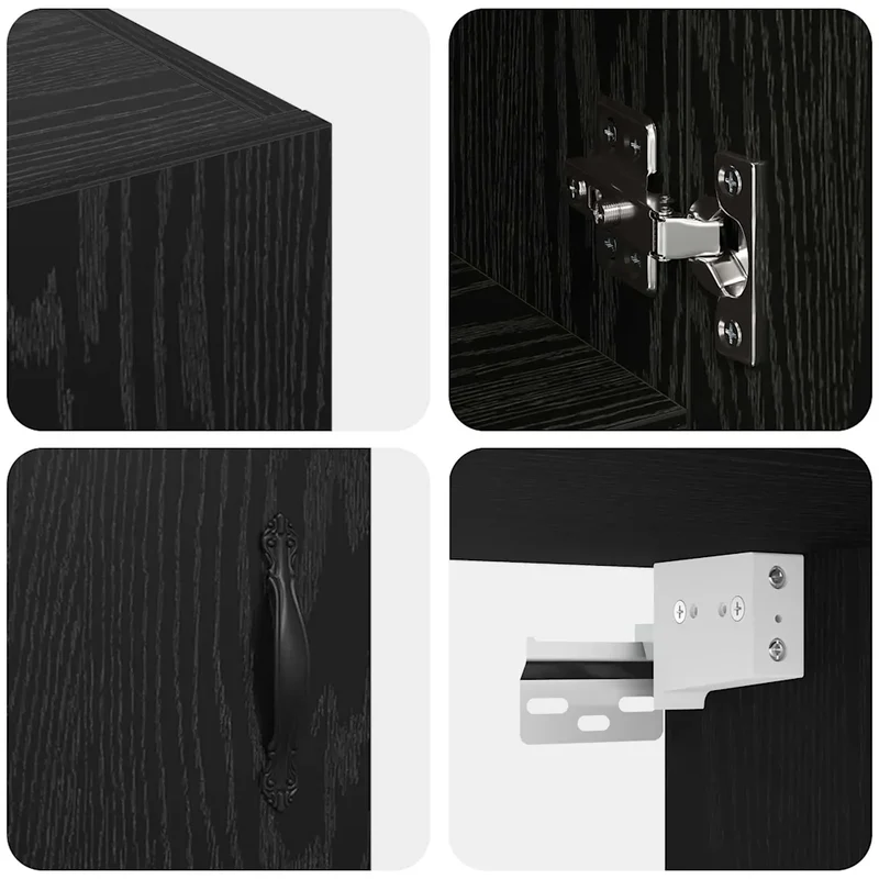 Armoire murale rectangulaire moderne rangement pratique 60 x 31 x 60 cm en bois d'ingénierie noir 02_0052493
