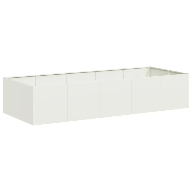 Jardinière extérieure style moderne fond ouvert 200 x 80 x 40 cm robuste décorative en acier blanc 02_0051536