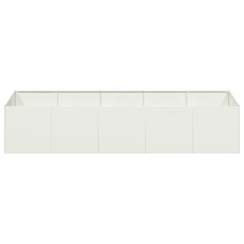 Jardinière extérieure style moderne fond ouvert 200 x 80 x 40 cm robuste décorative en acier blanc 02_0051536