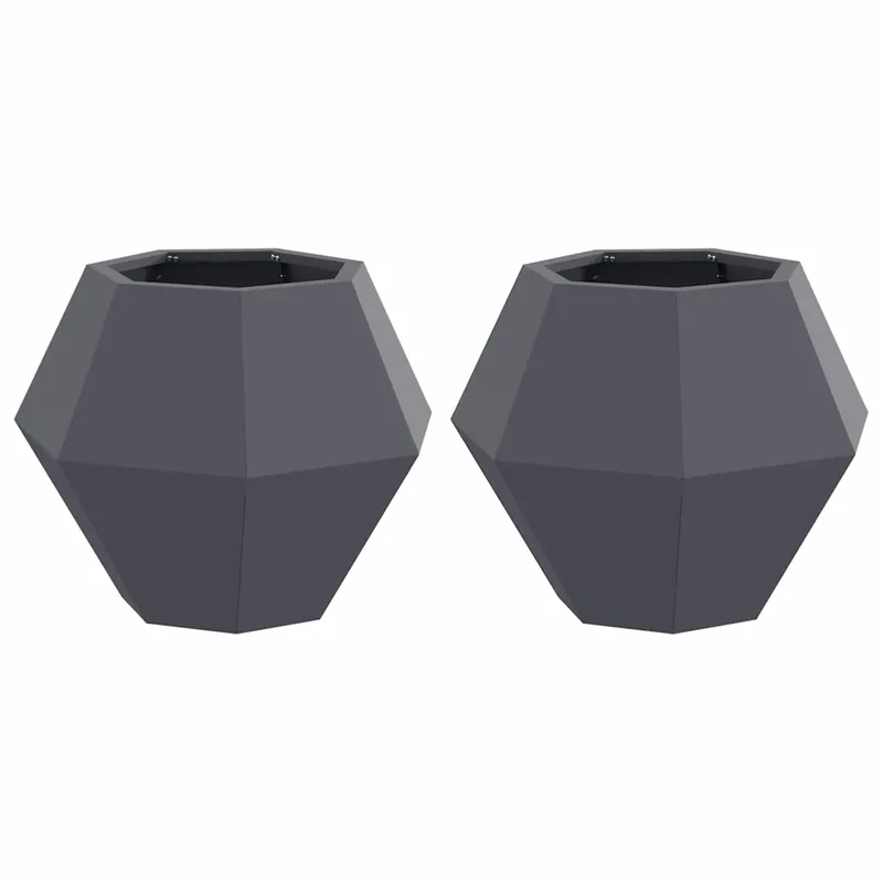 Lot de 2 jardinières rectangulaires élégantes pour extérieur 50 x 50 x 40 cm en acier anthracite 02_0053123
