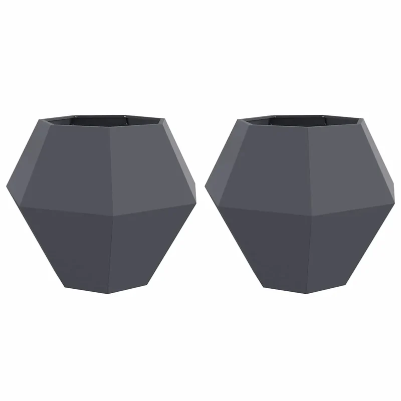 Lot de 2 jardinières rectangulaires design extérieur 100 x 100 x 80 cm en acier anthracite 02_0053095