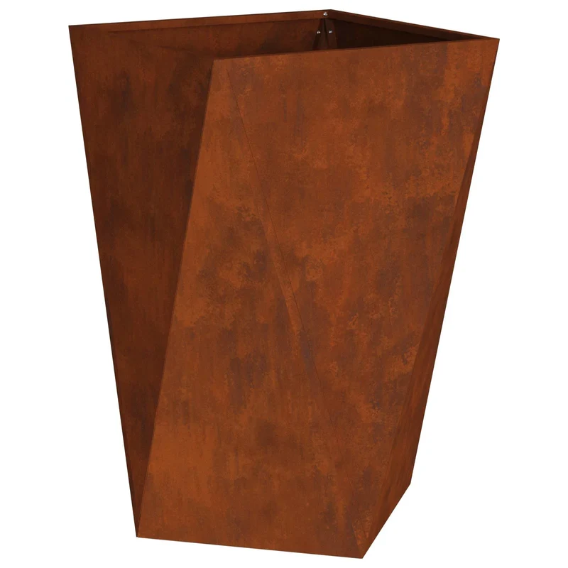 Lot de 2 jardinières rectangulaires modernes pour extérieur 50 x 50 x 75 cm en acier rouillé 02_0053047