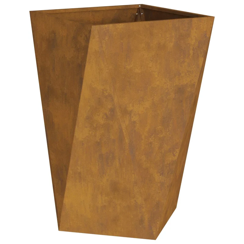 Lot de 2 jardinières rectangulaires modernes pour extérieur 50 x 50 x 75 cm en acier rouillé 02_0053047