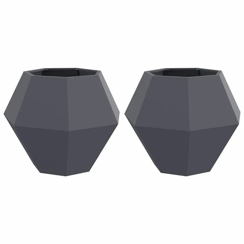 Lot de 2 jardinières rectangulaires design extérieur 75 x 75 x 60 cm en acier anthracite 02_0053109