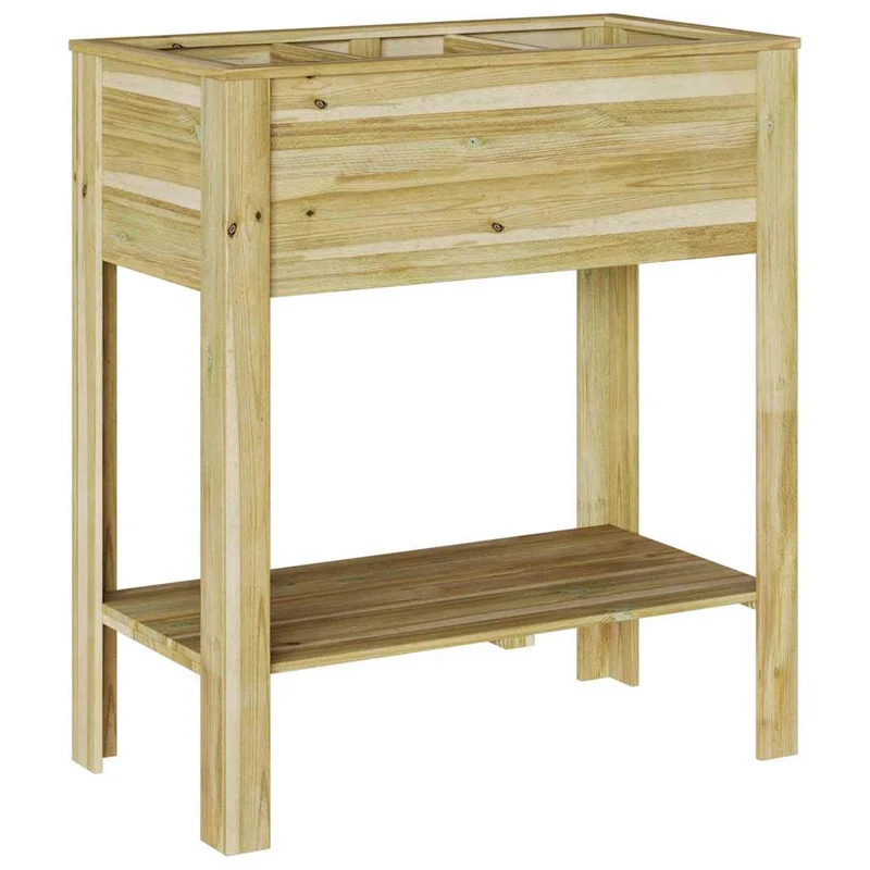 Pot de fleurs rectangulaire moderne durable jardin 85,5 x 46,5 x 96 cm en bois marron 02_0058971