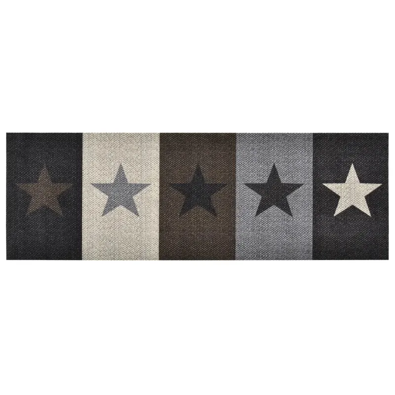 Tapis de sol rectangulaire lavable design étoile cuisine couloir 150 x 45 cm en polyamide bleu 02_0046522