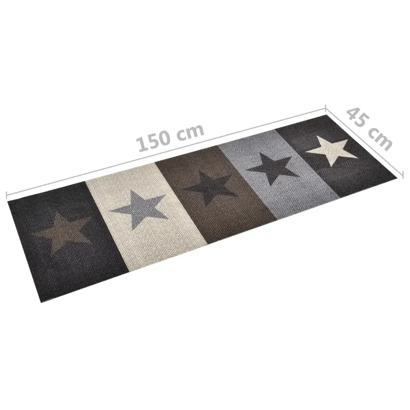 Tapis de sol rectangulaire lavable design étoile cuisine couloir 150 x 45 cm en polyamide bleu 02_0046522