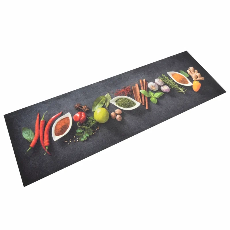 Tapis de cuisine lavable design élégant impression d'épices 180 x 60 cm en velours multicolore 02_0046033