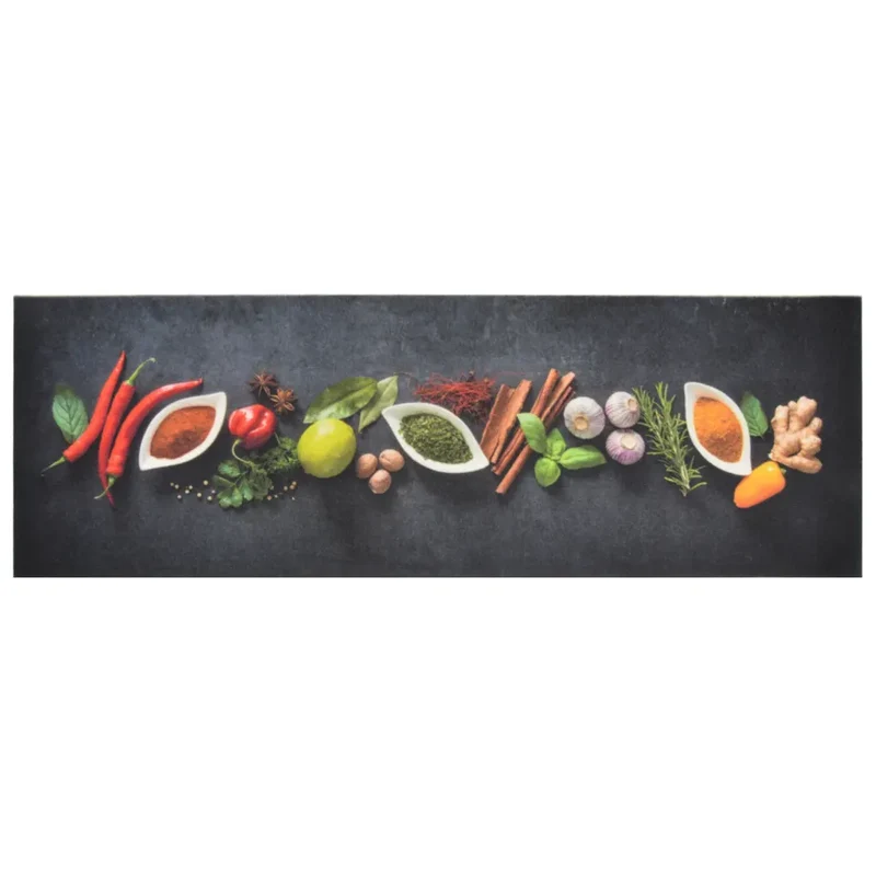 Tapis de cuisine lavable design élégant impression d'épices 180 x 60 cm en velours multicolore 02_0046033