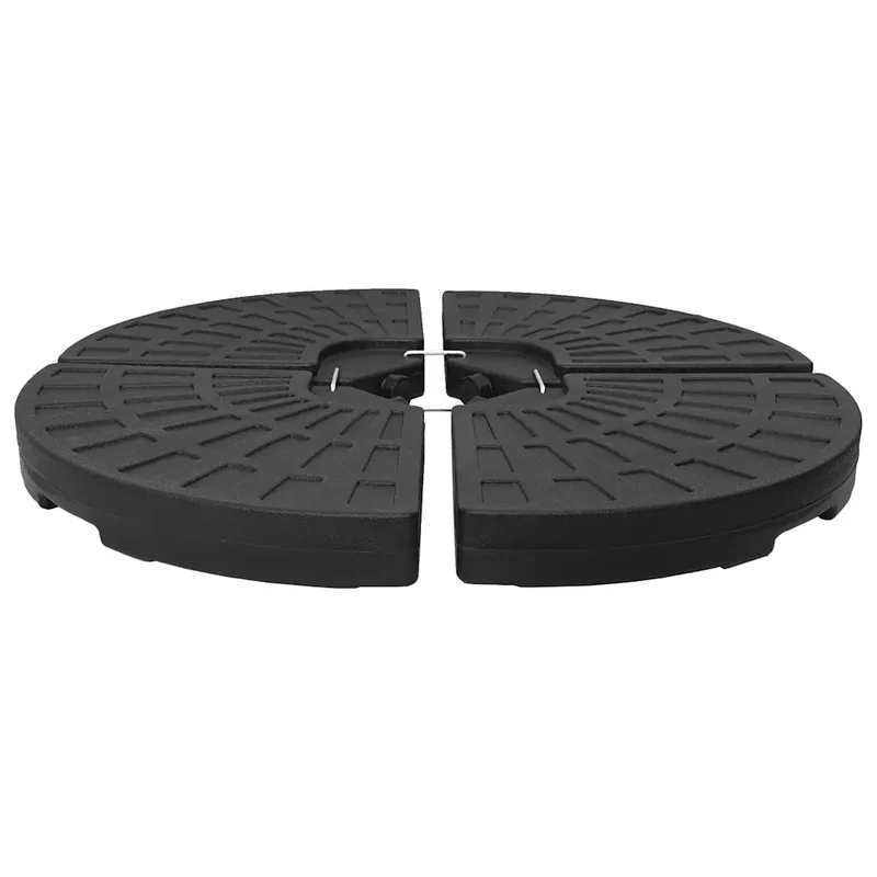Lot de 4 bases de parasol en forme d'éventail 47 x 47 x 8 cm pour stabilité extérieure en PEHD noir 02_0045940