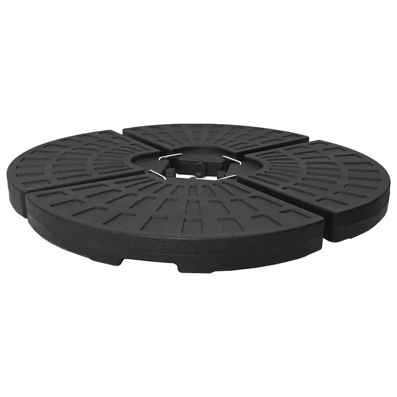 Lot de 4 bases de parasol en forme d'éventail 47 x 47 x 8 cm pour stabilité extérieure en PEHD noir 02_0045940