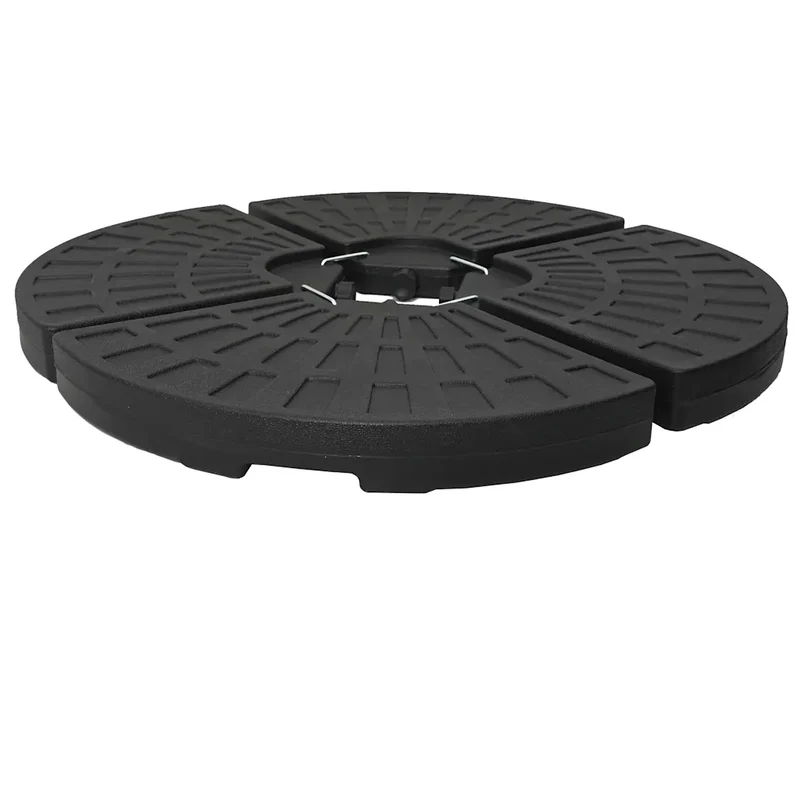 Lot de 4 bases de parasol en forme d'éventail 47 x 47 x 8 cm pour stabilité extérieure en PEHD noir 02_0045940
