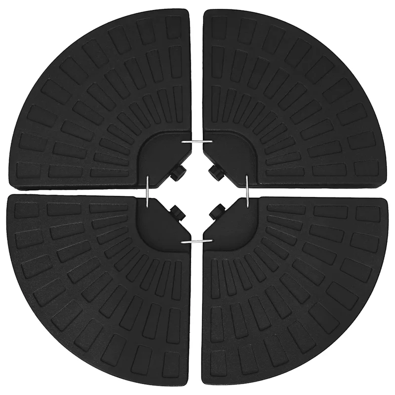 Lot de 4 bases de parasol en forme d'éventail 47 x 47 x 8 cm pour stabilité extérieure en PEHD noir 02_0045940