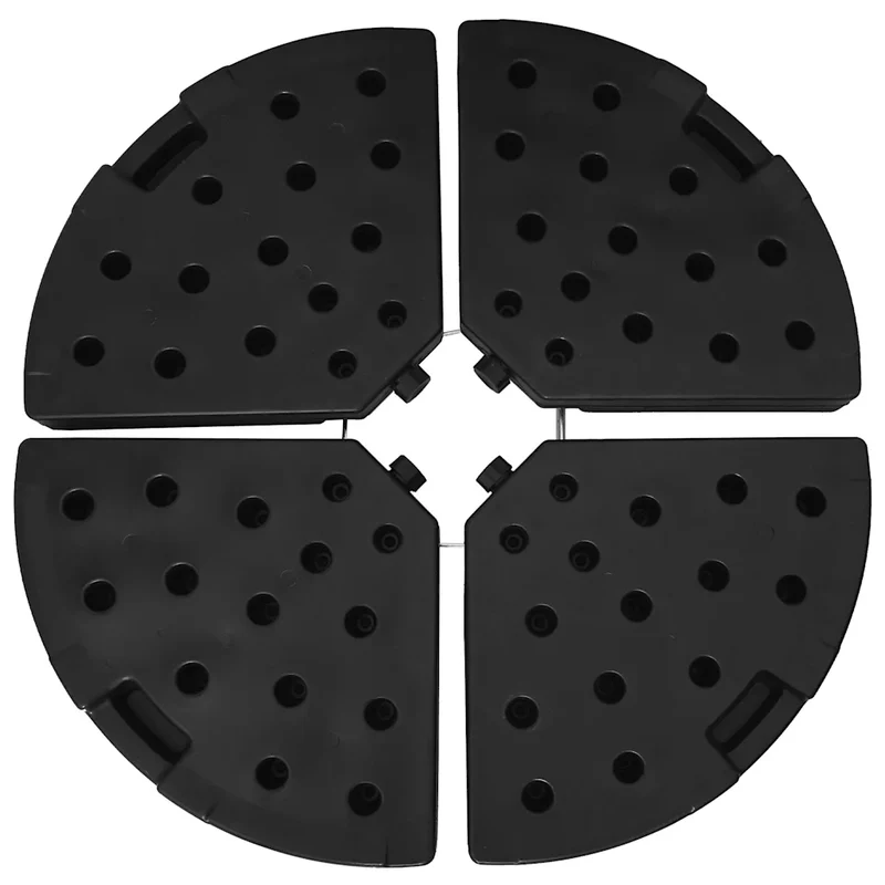 Lot de 4 bases de parasol en forme d'éventail 47 x 47 x 8 cm pour stabilité extérieure en PEHD noir 02_0045940