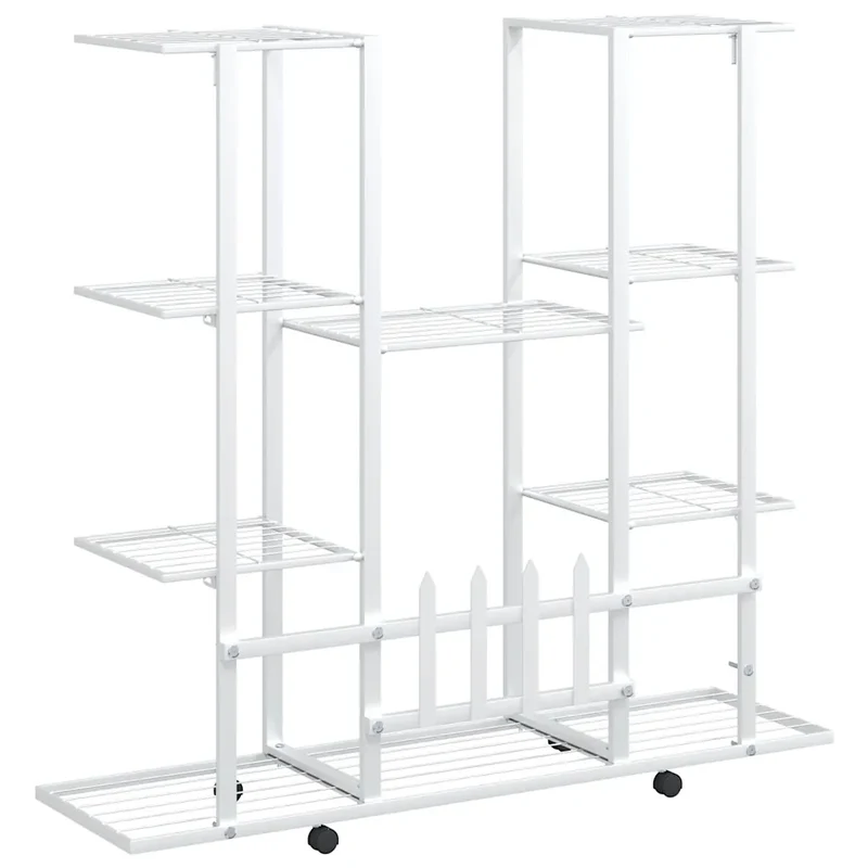Jardinière avec roues design modulable salon jardin 94 x 24 x 91 cm en fer blanc 02_0047088