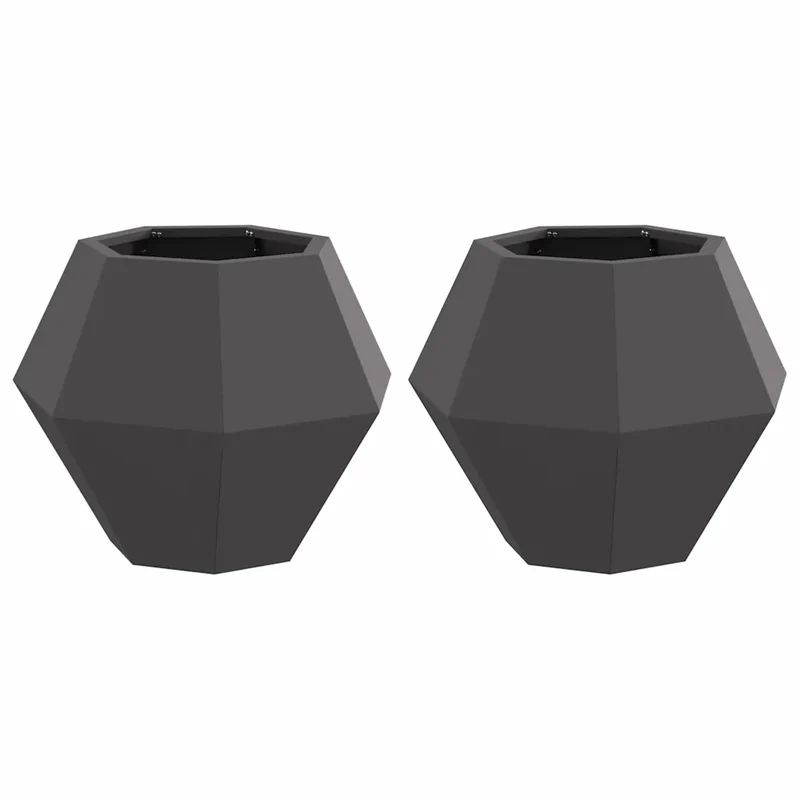 Lot de 2 jardinières rectangulaires pour extérieur 50 x 50 x 40 cm en acier noir 02_0053119
