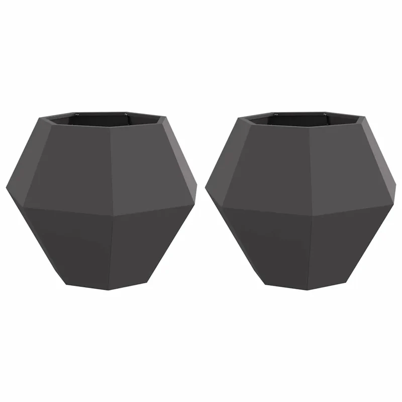 Lot de 2 jardinières rectangulaires pour extérieur 75 x 75 x 60 cm design pratique en acier noir 02_0053105