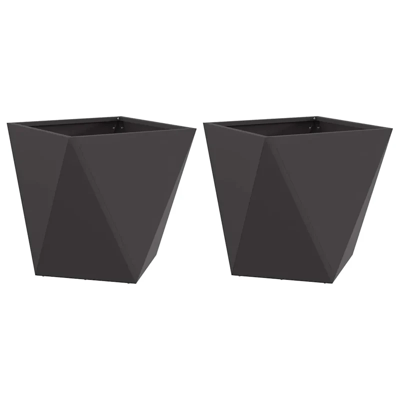 Lot de 2 jardinières carrées modernes pour extérieur 50 x 50 x 50 cm en acier noir 02_0053077