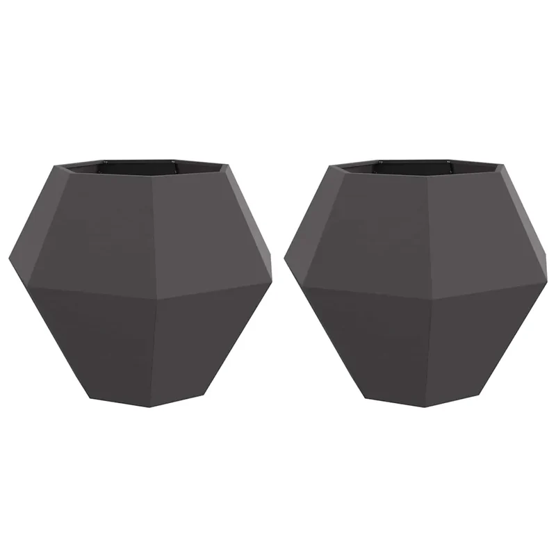 Lot de 2 jardinières rectangulaires design chic jardin extérieur 100 x 100 x 80 cm en acier noir 02_0053091