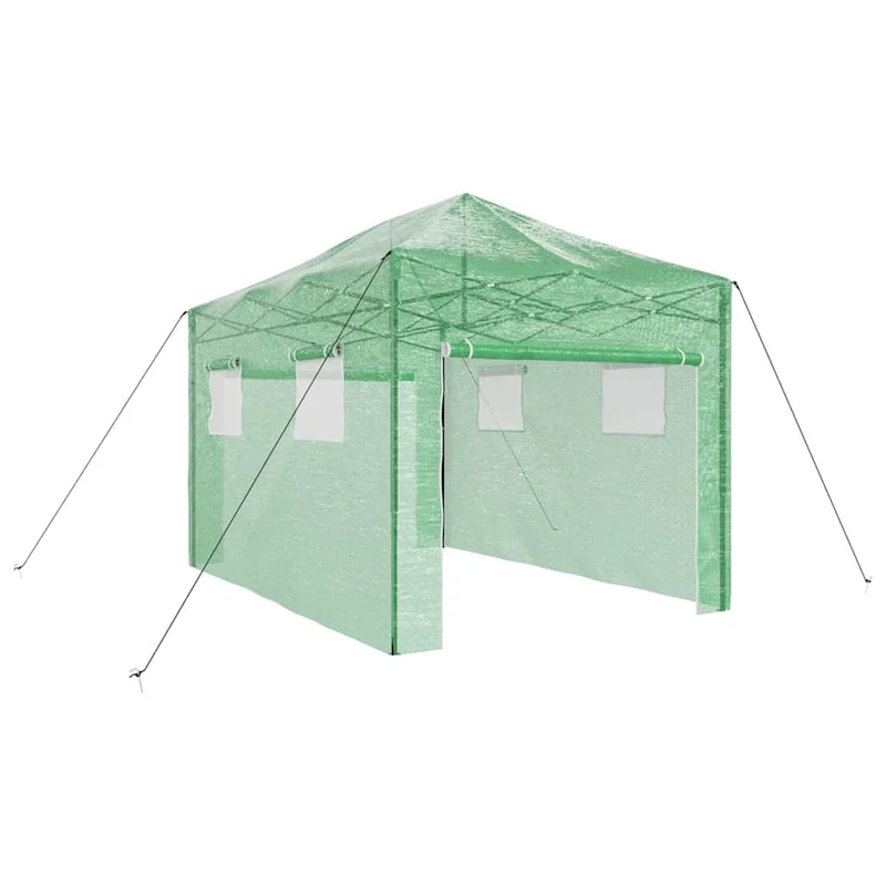 Serre de jardin rectangulaire pliable 280 x 410 x 315 cm accès facile design moderne en fer vert 02_0058859
