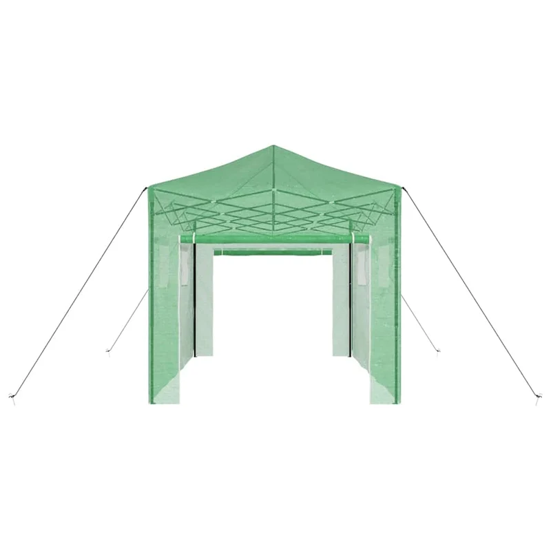 Serre de jardin rectangulaire pliable 280 x 410 x 315 cm accès facile design moderne en fer vert 02_0058859