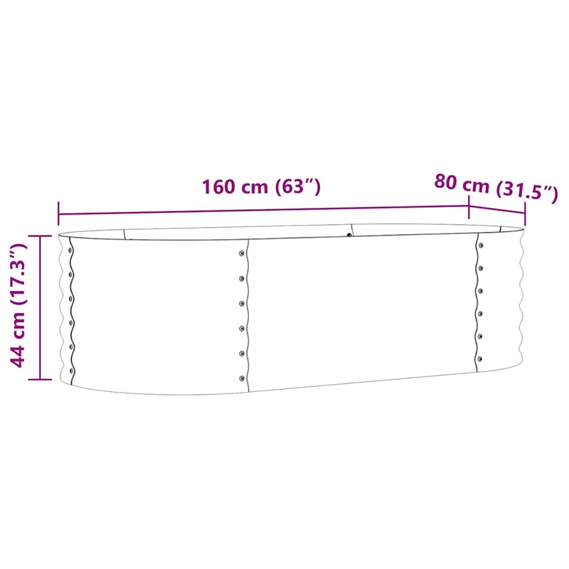 Jardinière surélevée moderne design minimaliste extérieur 160 x 80 x 44 cm en acier vert 02_0058910