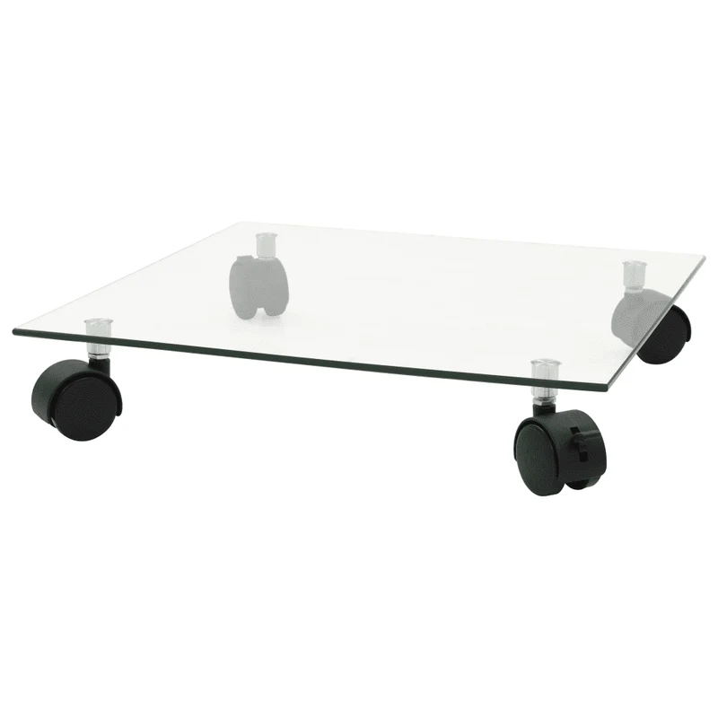 Lot de 2 supports carrés pour plantes à roulettes pratiques 35 x 35 cm en verre trempé transparent 02_0046293
