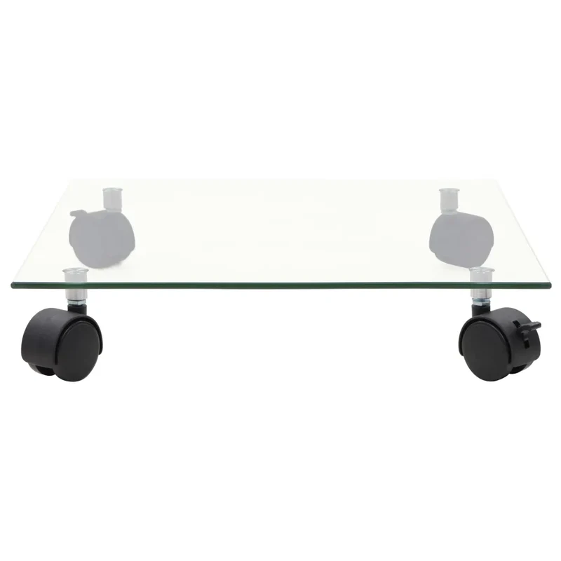 Lot de 2 supports carrés pour plantes à roulettes pratiques 35 x 35 cm en verre trempé transparent 02_0046293