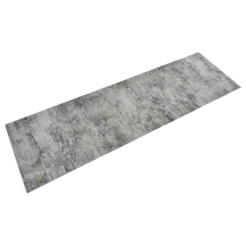 Tapis de cuisine lavable en velours impression béton 180 x 60 cm antidérapant élégant intérieur en polyamide gris 02_0046063