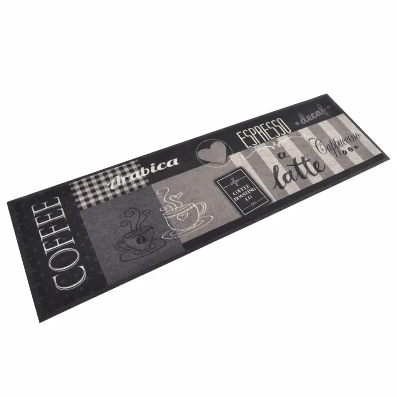 Tapis de cuisine lavable design élégant 150 x 45 cm antidérapant en velours noir 02_0046047