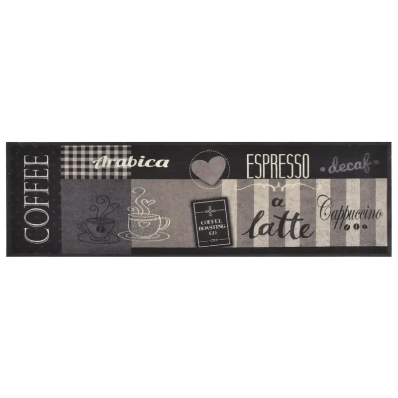 Tapis de cuisine lavable design élégant 150 x 45 cm antidérapant en velours noir 02_0046047