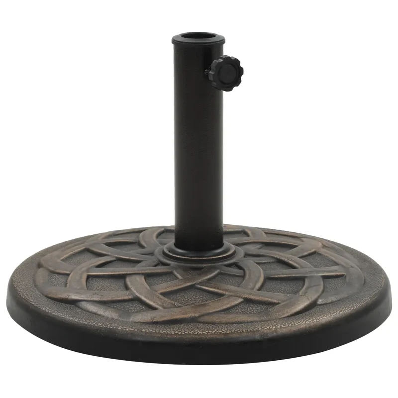 Socle rond de parasol décoratif extérieur 54,5 x 33 cm boulon verrouillage finition mate en polyrésine bronze 02_0045909