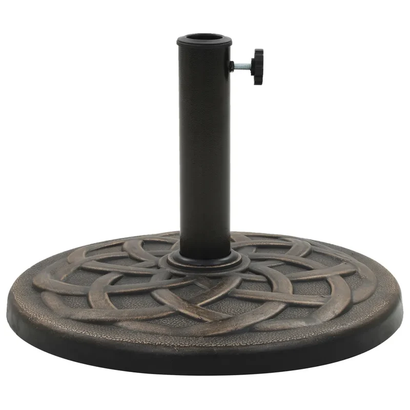 Socle rond de parasol décoratif extérieur 54,5 x 33 cm boulon verrouillage finition mate en polyrésine bronze 02_0045909