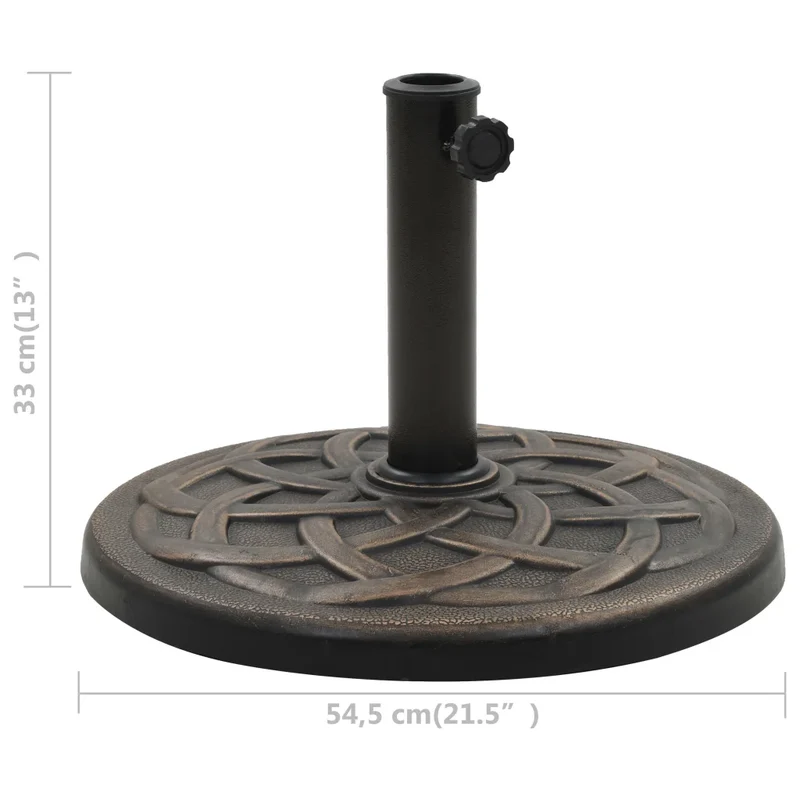 Socle rond de parasol décoratif extérieur 54,5 x 33 cm boulon verrouillage finition mate en polyrésine bronze 02_0045909