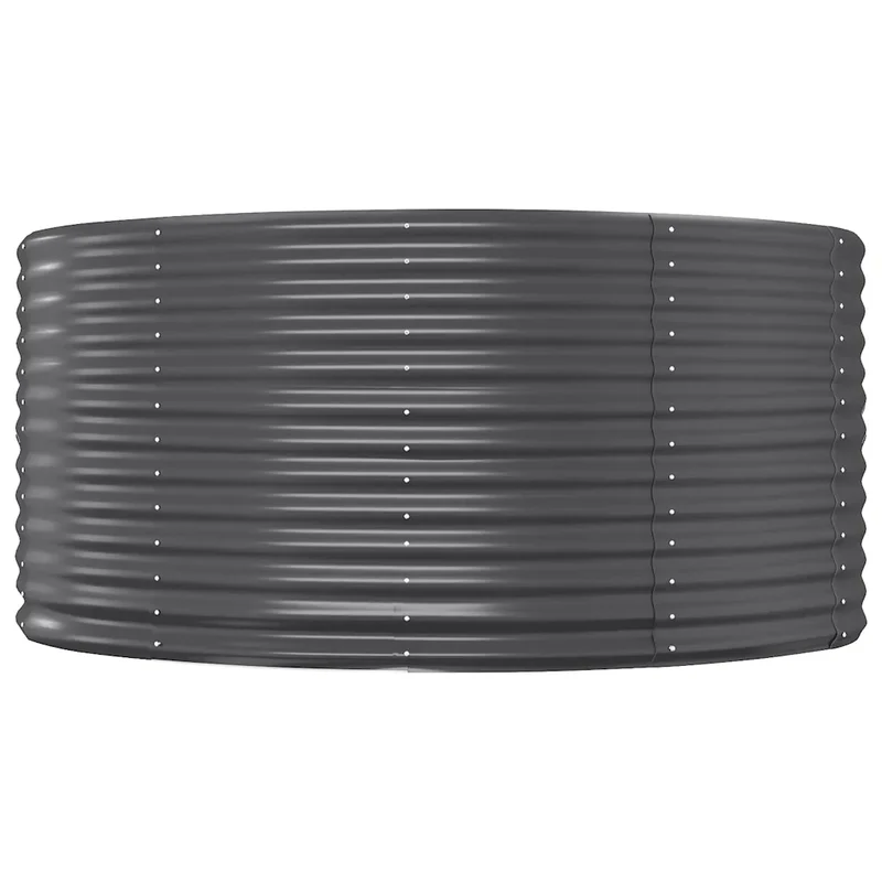 Lit surélevé de jardin rond grand espace usage extérieur 140 x 140 x 68 cm en acier galvanisé anthracite 02_0046598