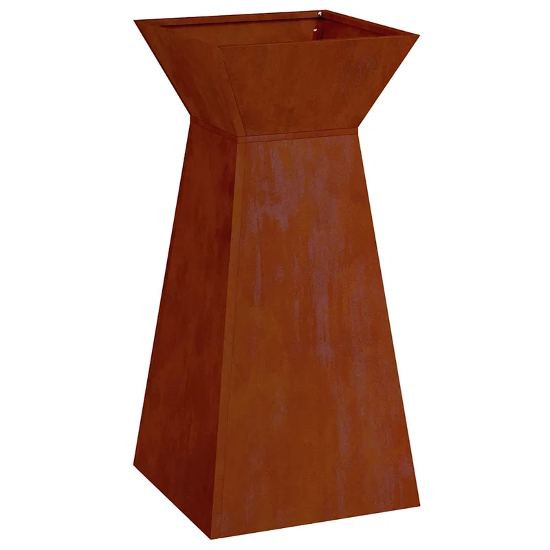 Jardinière à pilier extérieure design contemporain 35 x 35 x 73 cm en acier patiné argent 02_0052408