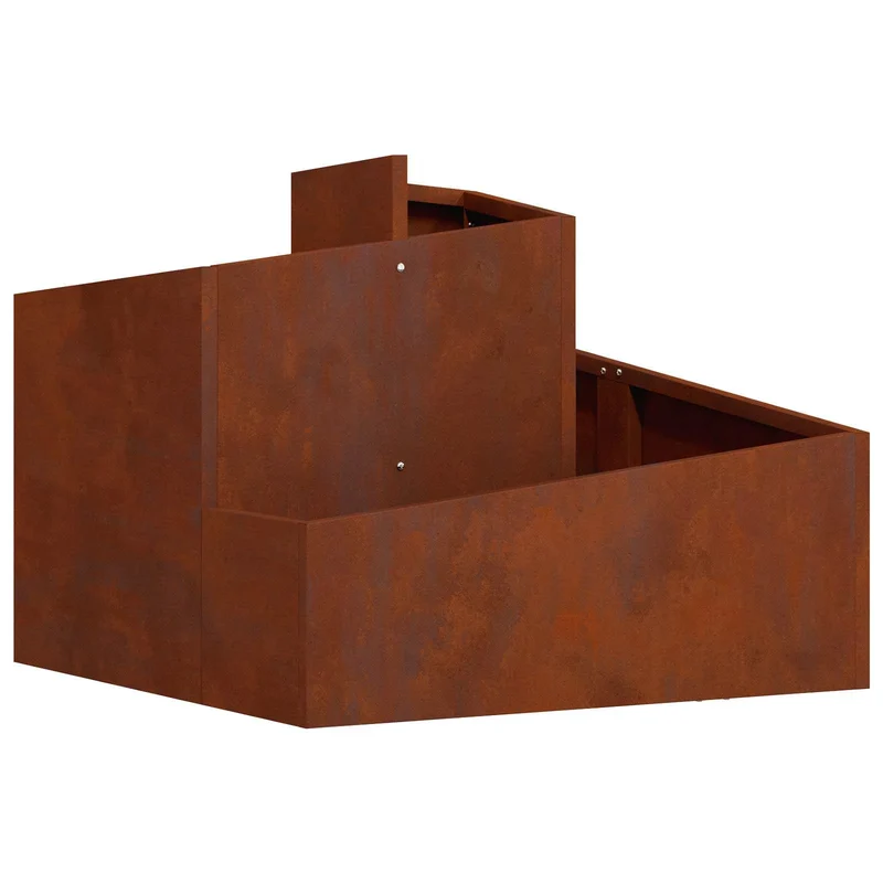Cache-pot de jardin carré moderne 60 x 60 x 50 cm résistant intempéries style industriel en acier marron 02_0052217