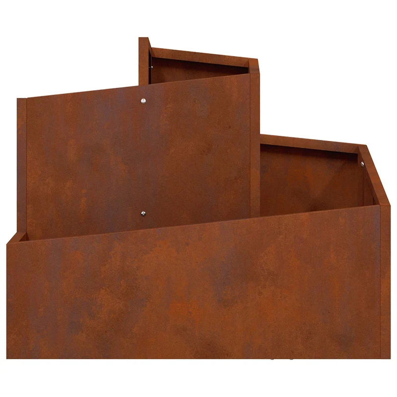 Cache-pot de jardin carré moderne 60 x 60 x 50 cm résistant intempéries style industriel en acier marron 02_0052217