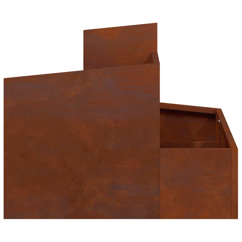 Cache-pot de jardin carré moderne 60 x 60 x 50 cm résistant intempéries style industriel en acier marron 02_0052217