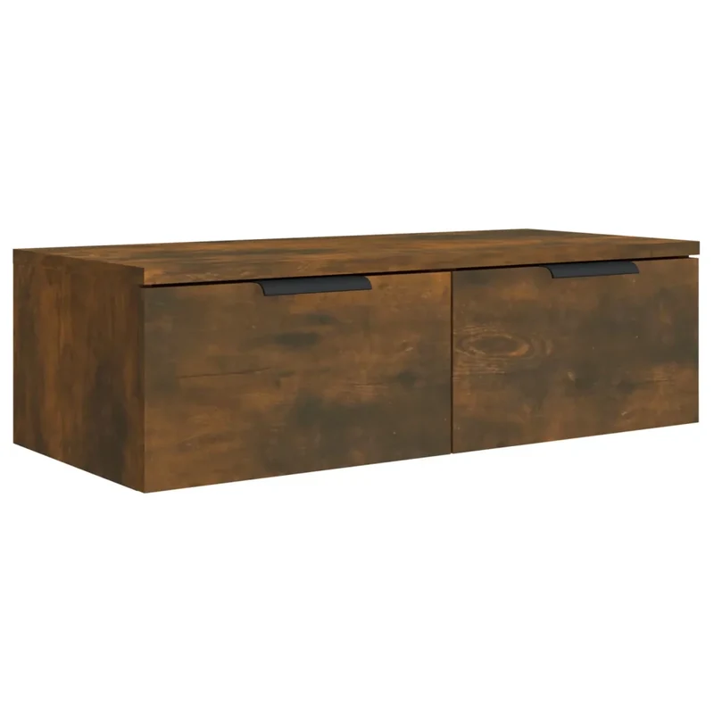 Lot de 2 armoires murales élégantes bois d'ingénierie 68 x 30 x 20 cm pour rangement organisé en bois chêne fumé 02_0055226
