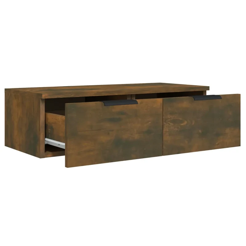 Lot de 2 armoires murales élégantes bois d'ingénierie 68 x 30 x 20 cm pour rangement organisé en bois chêne fumé 02_0055226