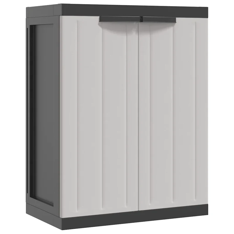 Armoire de rangement extérieure design compacte jardin 65 x 37 x 85 cm avec étagère réglable en PP gris 02_0047409